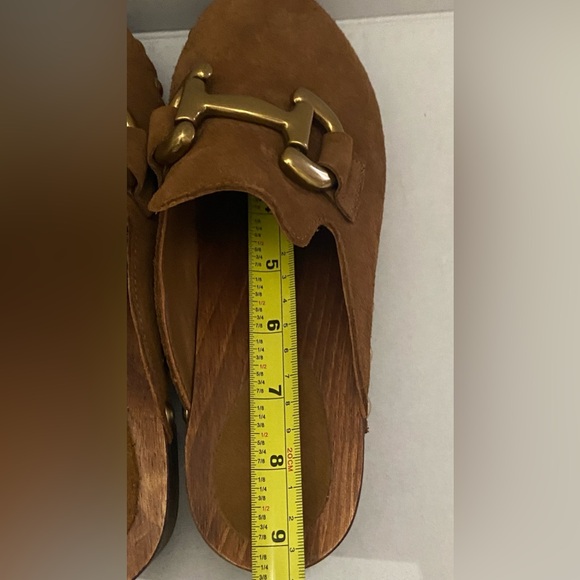 Boden Brown Suede Mules with Gold Accents - Picture 12 of 12